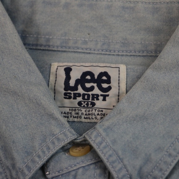 Lee Sport Mens Button Down Shirt Jean XL Vintage - Picture 6 of 8